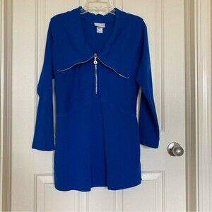 Soft Surrounding Half Zip Blue Pullover Small